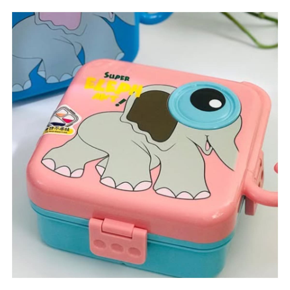 PACK4 ALMACENADOR ELEFANTE CON OJO MINI TAPER PARA LONCHERA ROSADO 1600ML Y+REGALO STICKER - 5