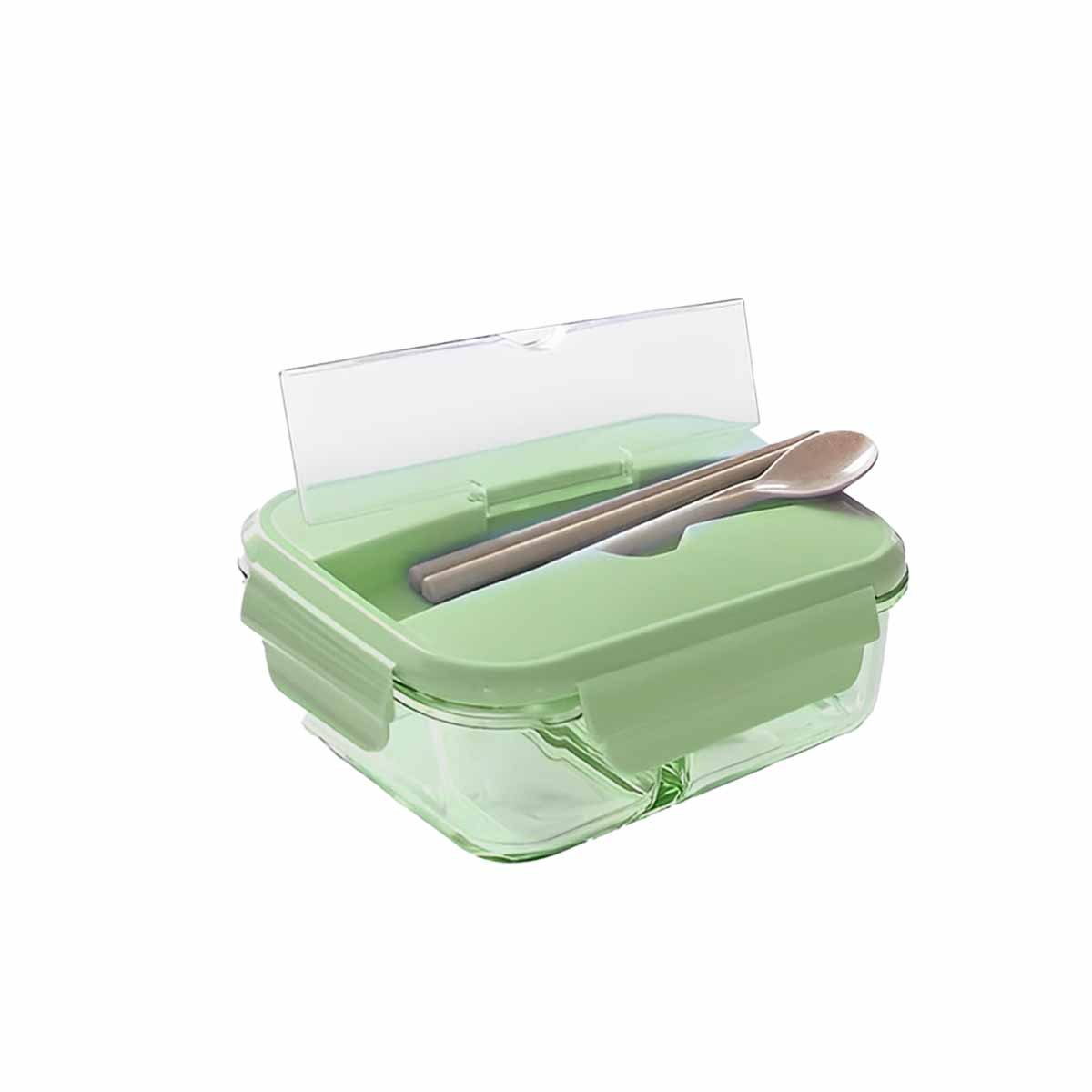 PACK12 UNIDAD DE VIDRIO CON CUBIERTOS PARA COMIDAS CASERAS TAPA VERDE Y+REGALO STICKER - 2