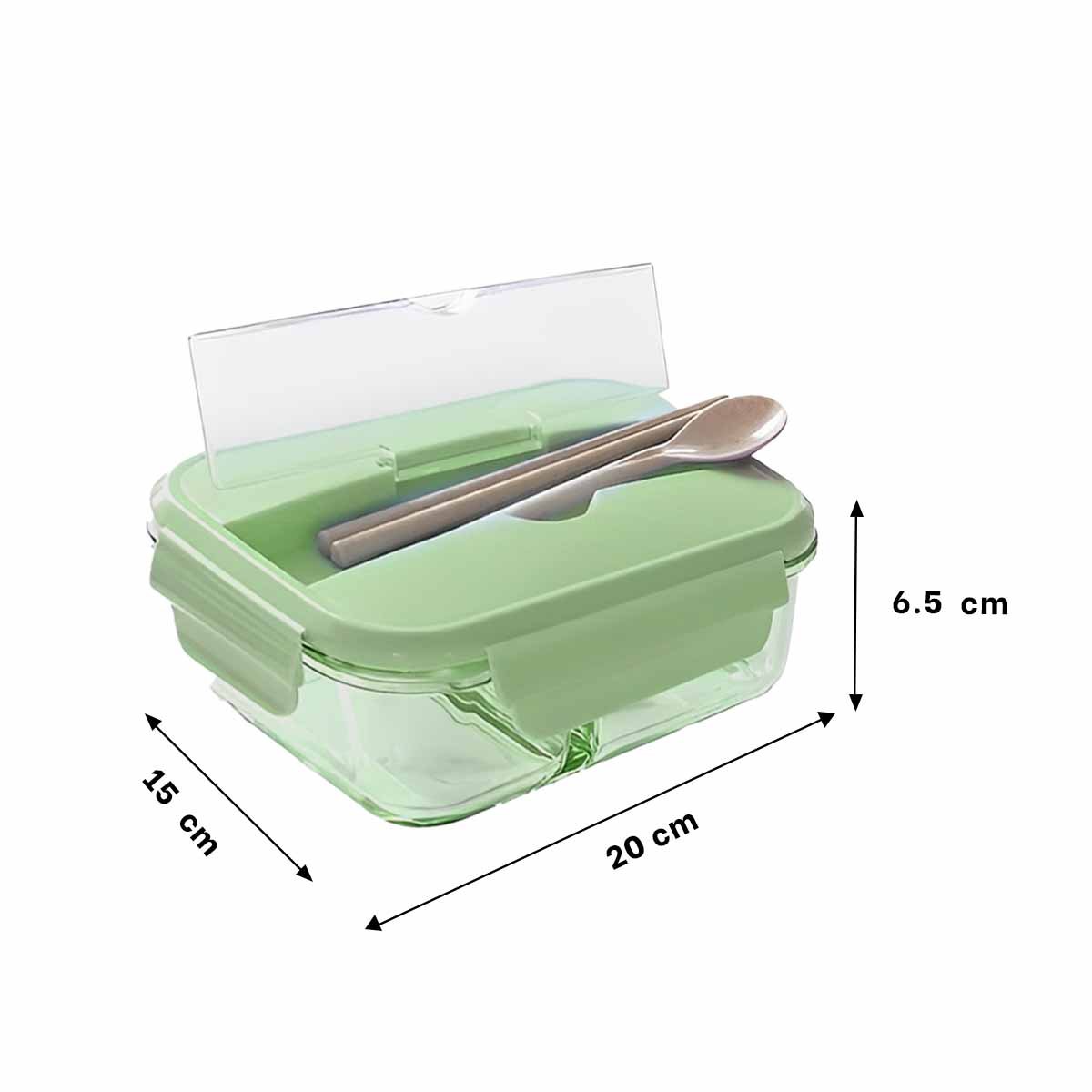 PACK4 ALMACENADOR DE VIDRIO CON DIVISIONES PARA COMIDAS CASERAS TAPA VERDE Y+REGALO STICKER - 4
