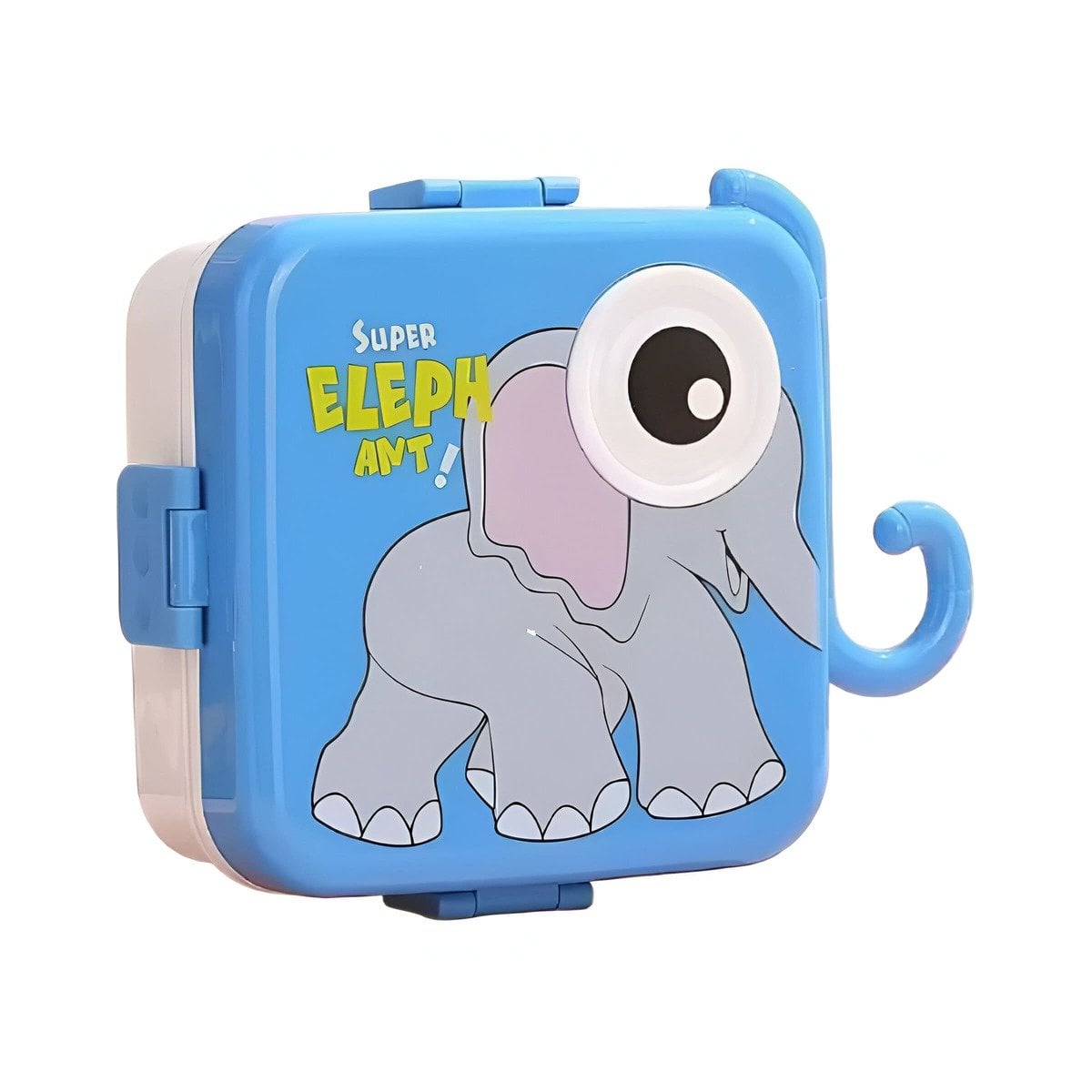CONTENEDOR ESTILO ELEFANTE CON CUBIERTOS PARA GALLETAS Y FRUTAS AZUL Y+PAPEL REGALO - 1