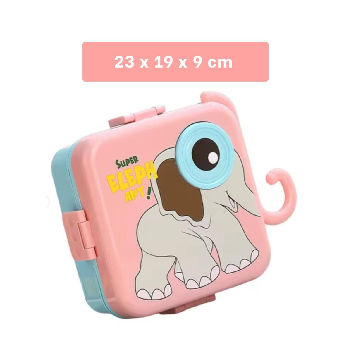 PACK2 UNIDAD CUADRADA ELEFANTE PARA PREPARAR LONCHERAS ROSADO 1600ML Y+PAPEL REGALO - 4