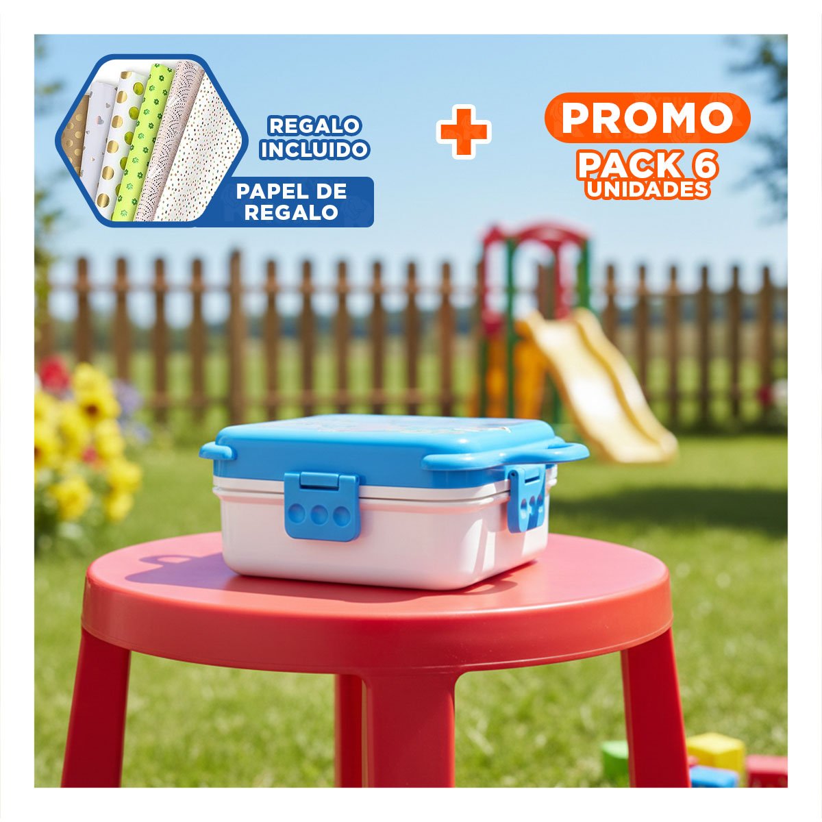 PACK6 CONSERVADOR ESTILO ELEFANTE CON DIVISIONES PARA SNACK Y YOGURT AZUL Y+PAPEL REGALO - 1