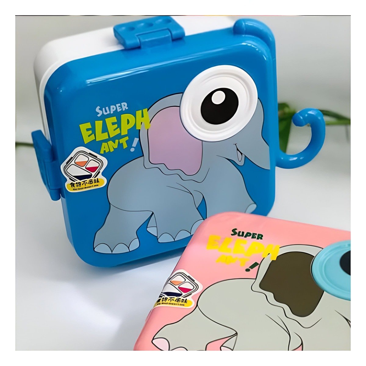 PACK4 ENVASE ESTILO ELEFANTE CON 3 COMPARTIMENTOS PARA PASTA Y SNACK AZUL - 3