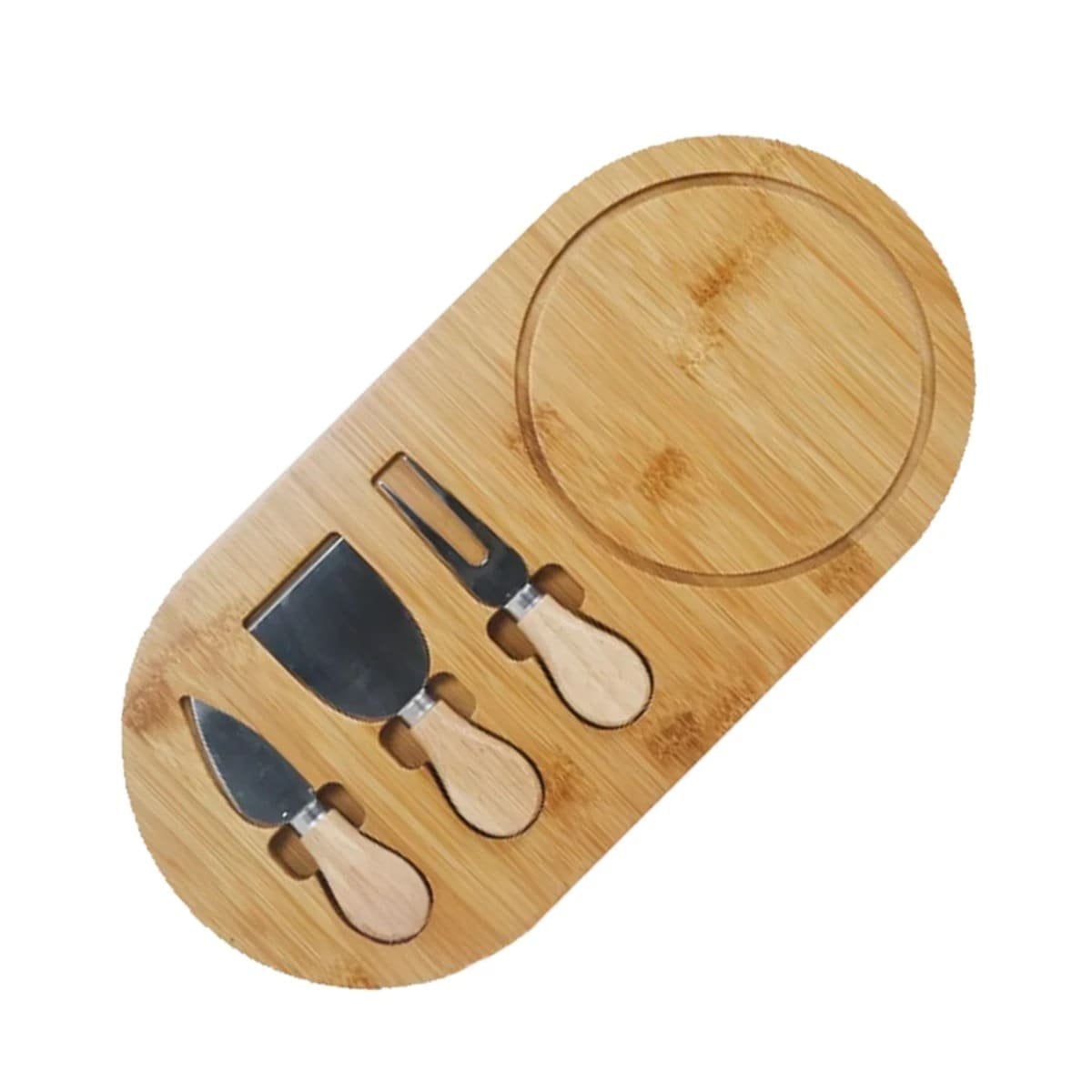 KIT GOURMET PARA QUESOS CON 3 CUCHILLOS Y TABLA DE PRESENTACION MADERA Y+REGALO STICKER - 3