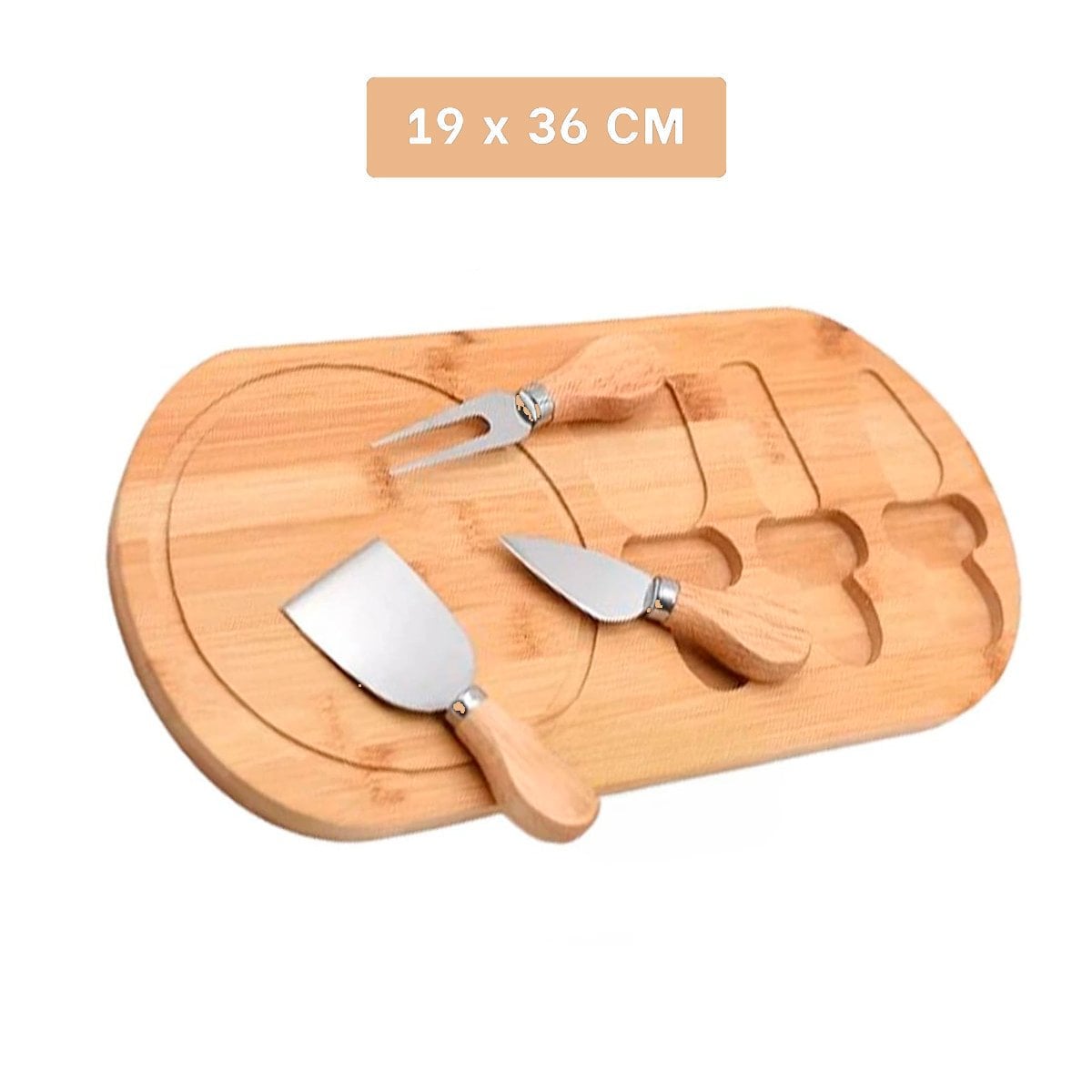 PACK4 CONJUNTO MULTIFUNCION PARA QUESOS Y FRUTAS CON TABLA DE MADERA MADERA - 4
