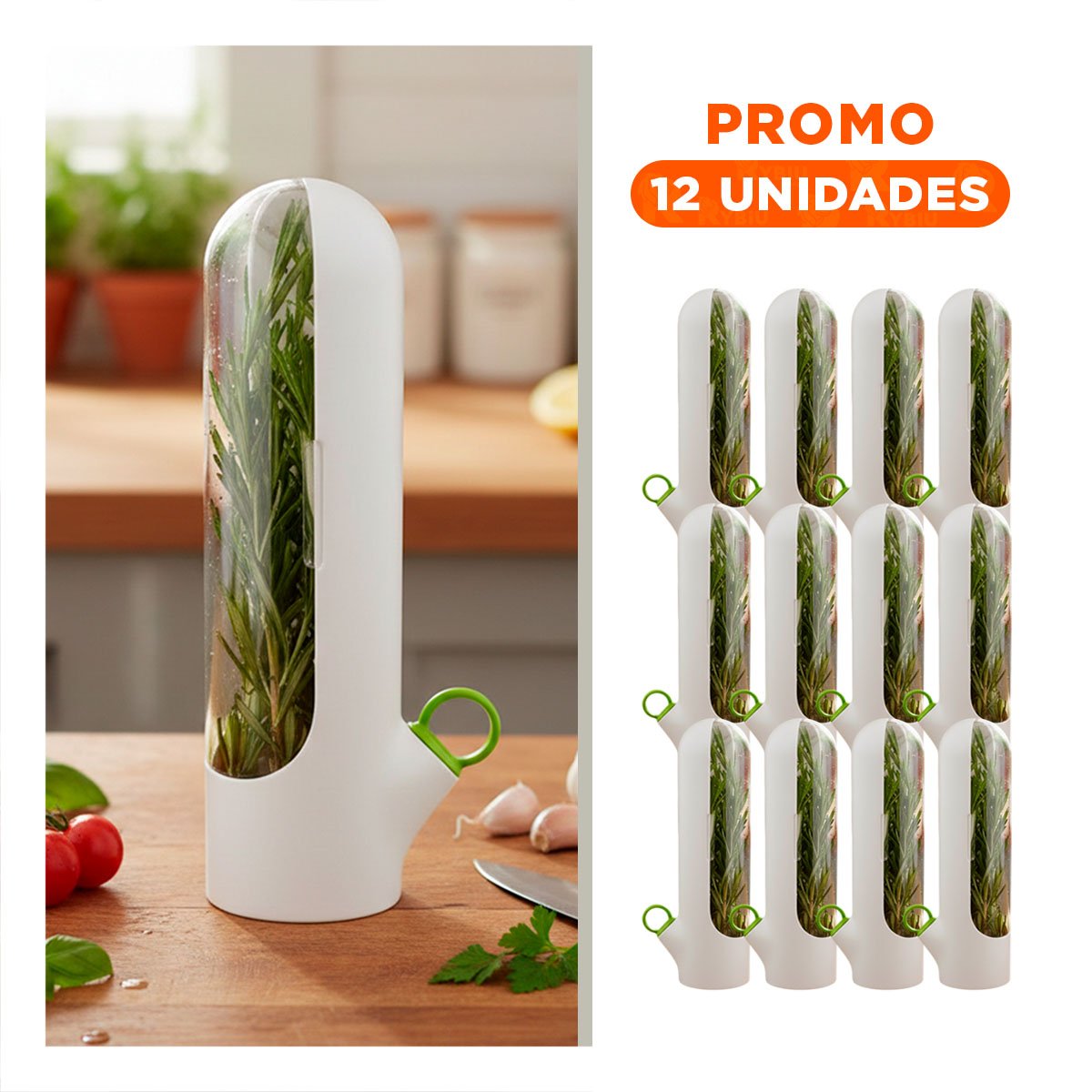 PACK12 MODULADOR CON TAPA PARA CONSERVAR HIERBAS FRESCAS BLANCO Y+REGALO STICKER - 1