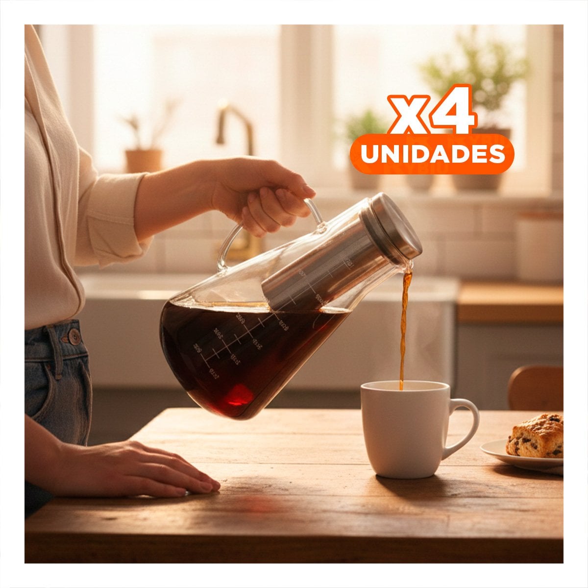 PACK4 CONTENEDOR COMPACTO PARA SERVIR CAFE EN VIDRIO TRANSPARENTE 26 X 13,5 CM - 1