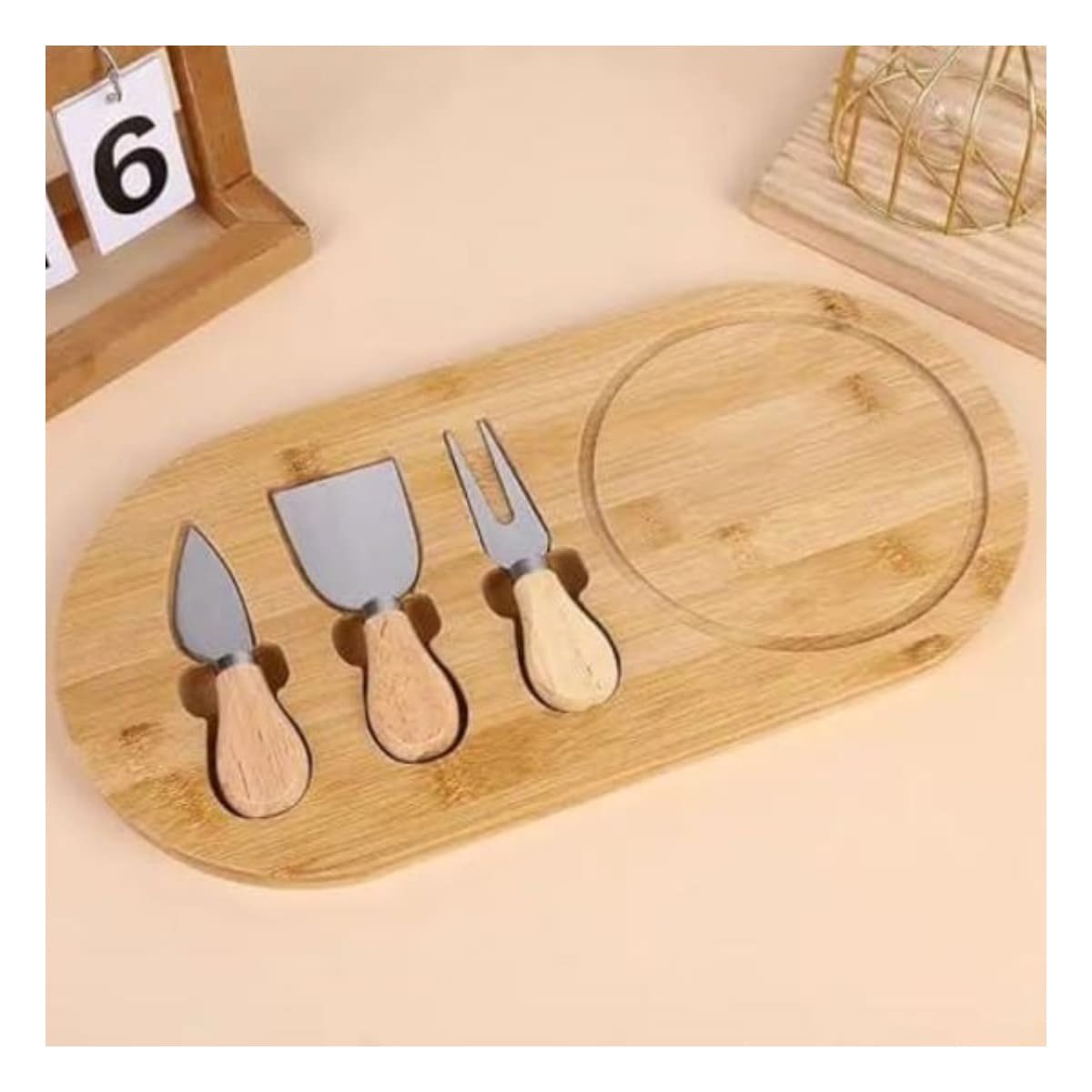 PACK2 CONJUNTO COMPLETO DE COCINA CON 3 CUCHILLOS PARA QUESOS Y SNACKS MADERA Y+PAPEL REGALO - 5