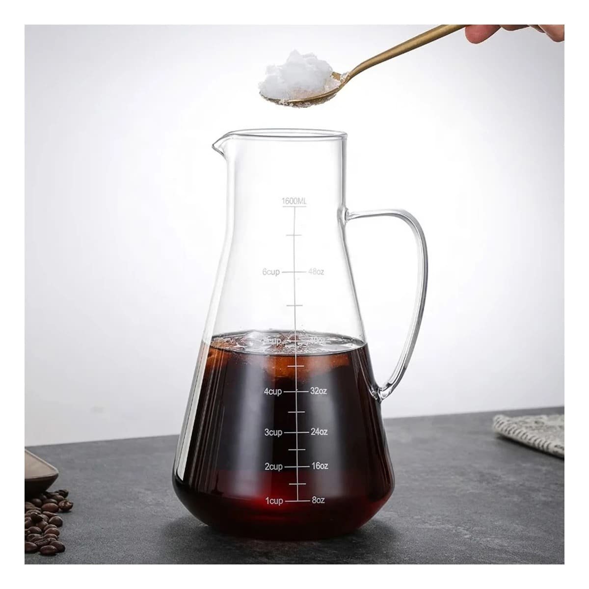 RECIPIENTE COMPACTO PARA SERVIR CAFE EN VIDRIO TRANSPARENTE 26 X 13,5 CM Y+LIGAS REGALO - 1