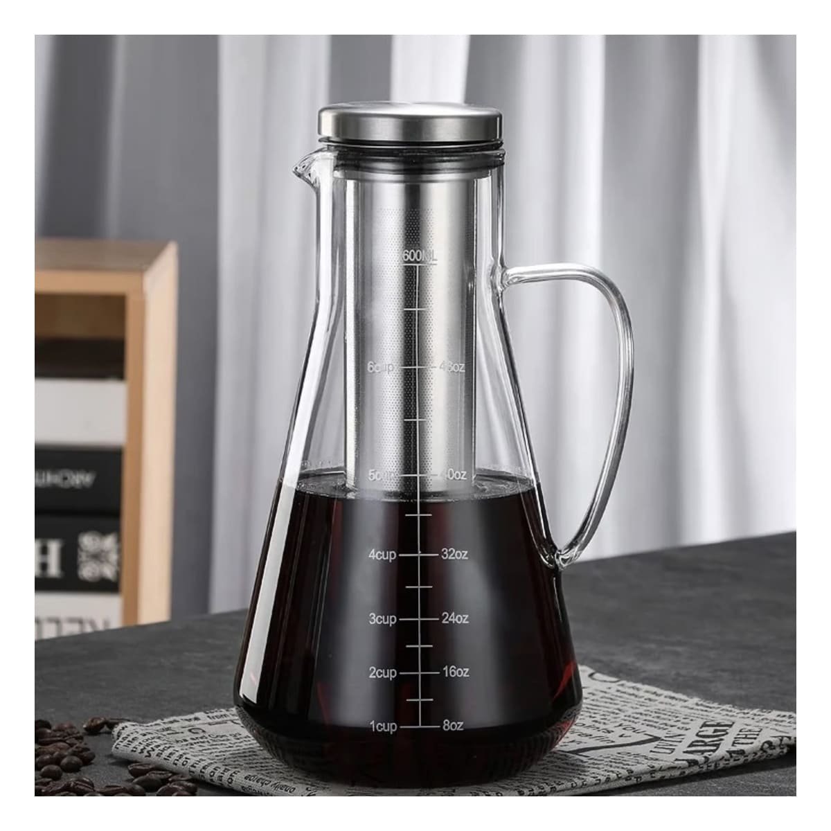 RECIPIENTE COMPACTO PARA SERVIR CAFE EN VIDRIO TRANSPARENTE 26 X 13,5 CM Y+LIGAS REGALO - 2
