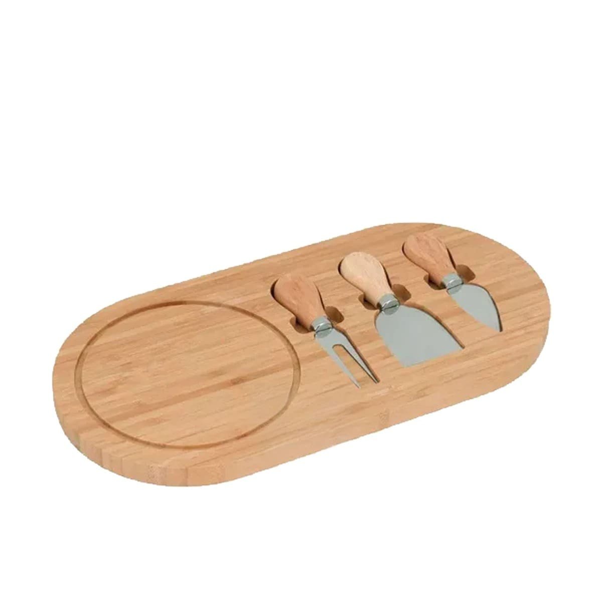 KIT DE COCINA CON CUCHILLOS ESPECIALES PARA QUESOS Y EMBUTIDOS MADERA Y+PAPEL REGALO - 1