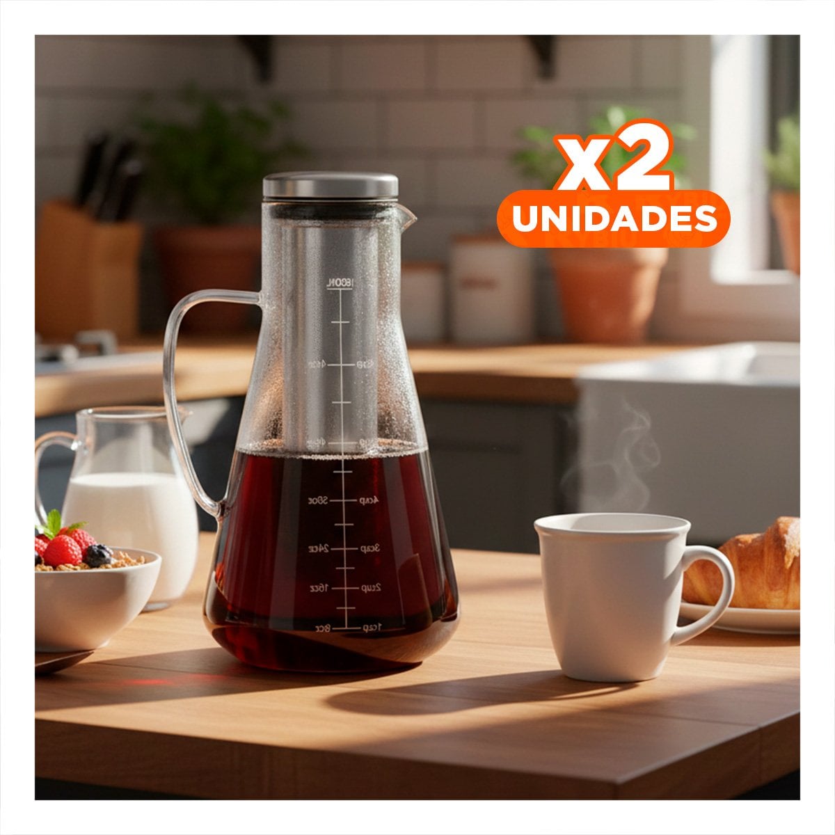 PACK2 CONTENEDOR MODERNO DE VIDRIO TRANSPARENTE 26 X 13,5 CM PARA COCINA Y+REGALO STICKER - 1