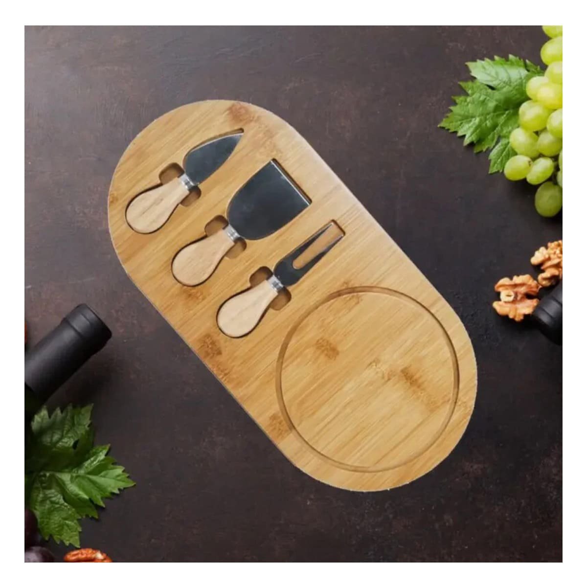 PACK2 CONJUNTO DE CUCHILLOS Y TABLA PARA PREPARAR PICADAS DE QUESOS MADERA - 2