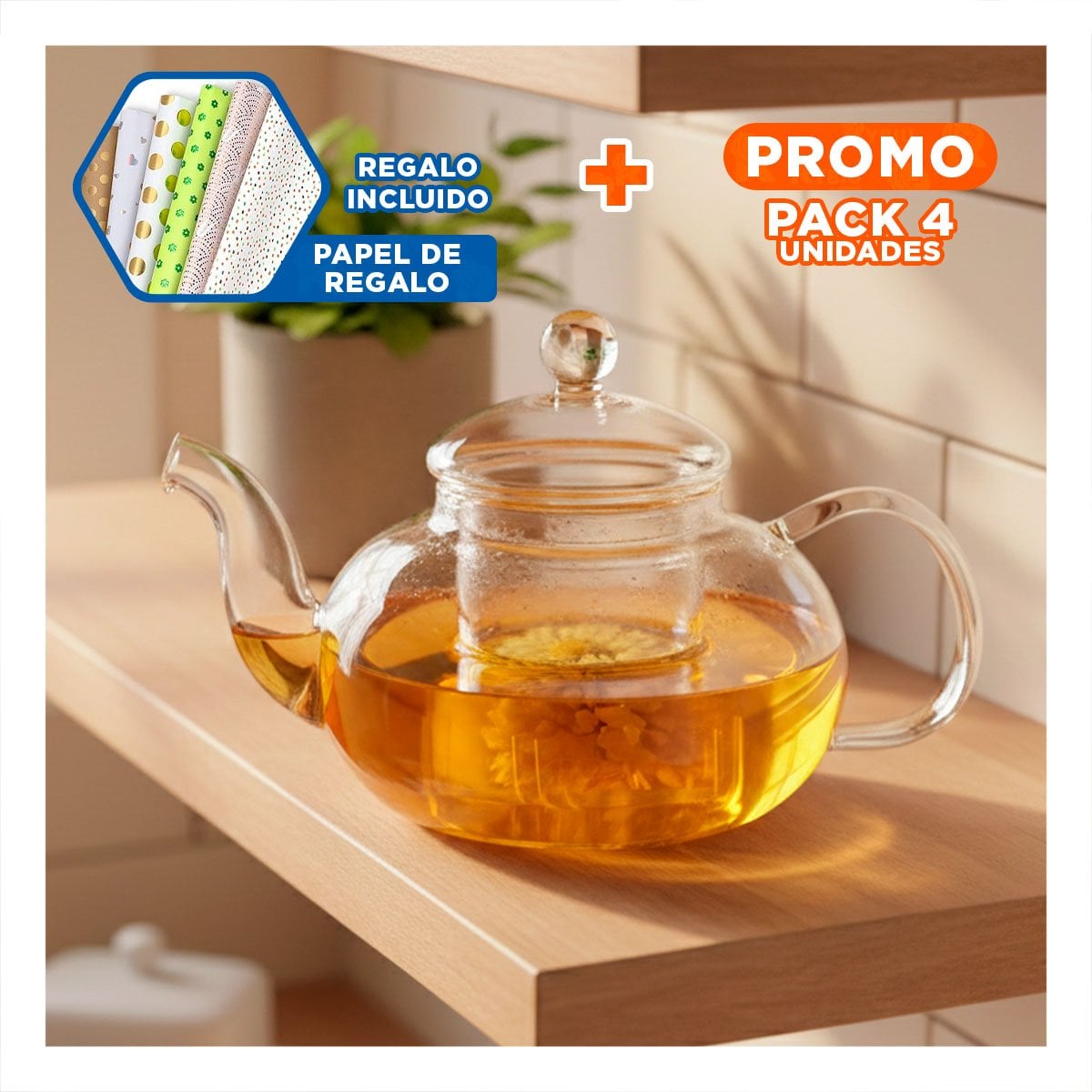 PACK4 JARRA PROFESIONAL PARA SERVIR INFUSIONES EN REUNIONES 1000 ML Y+PAPEL REGALO - 1