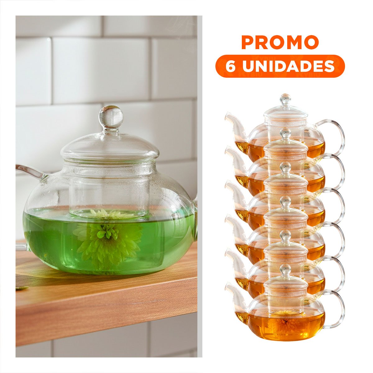 PACK6 INFUSOR COMPACTO PARA INFUSIONES RÁPIDAS Y SALUDABLES 1000 ML - 1