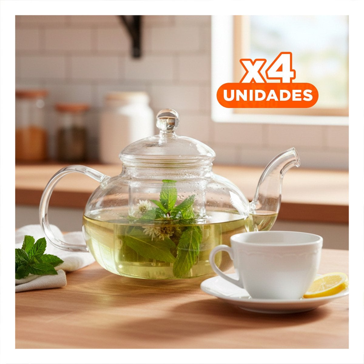 PACK4 JARRA COMPACTA PARA PREPARAR TE EN DESAYUNOS 1000 ML - 1
