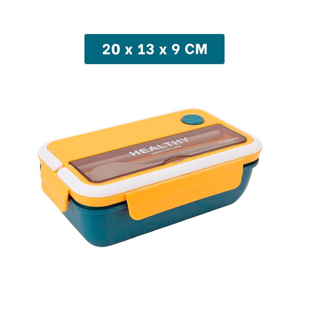 PACK2 CAJA CON CUBIERTOS PARA COMIDA DE OFICINA Y PICNIC 1100ML AMARILLO Y AZUL Y+PAPEL REGALO - 4