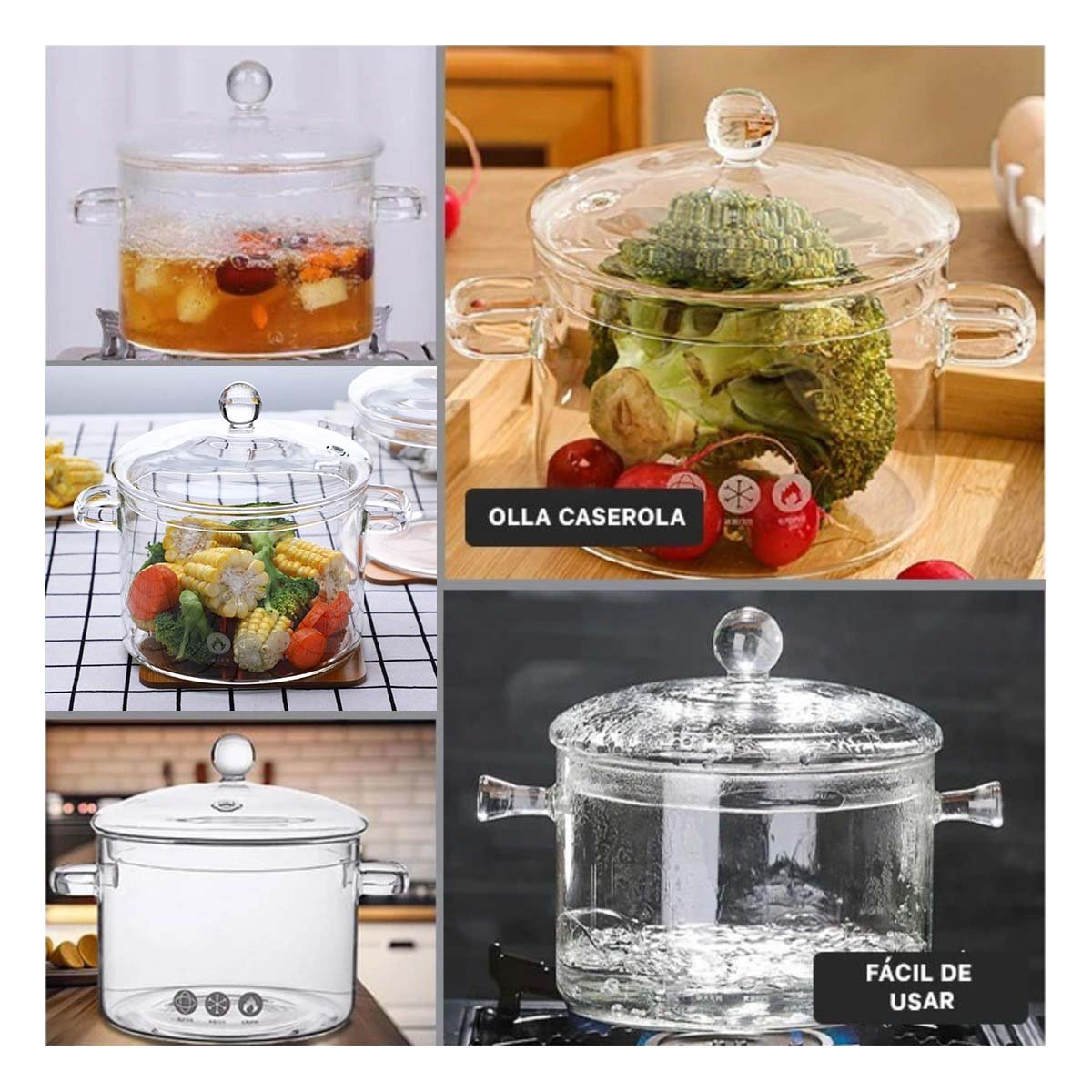 PACK6 MARMITA PARA VERDURAS Y LEGUMBRES FRESCAS TRANSPARENTE 1500 ML Y+PAPEL REGALO - 3