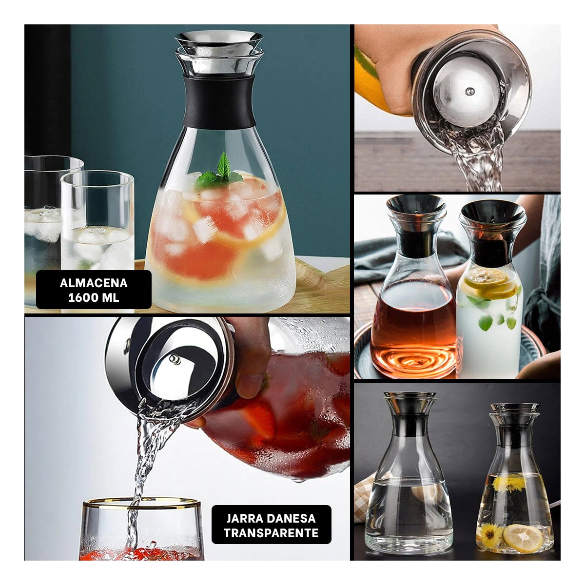 PACK4 ARTICULO PARA ACOMPAÑAR COMIDAS FRESCAS TRANSPARENTE 1600 ML Y+REGALO STICKER - 2