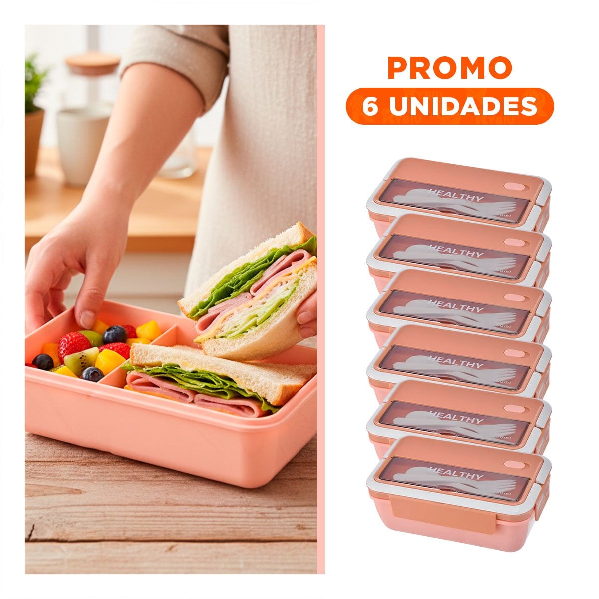 PACK6 ORGANIZADORES APILABLES PARA COCINA ORGANIZADA 1100ML Y CUBIERTOS MELON - 1