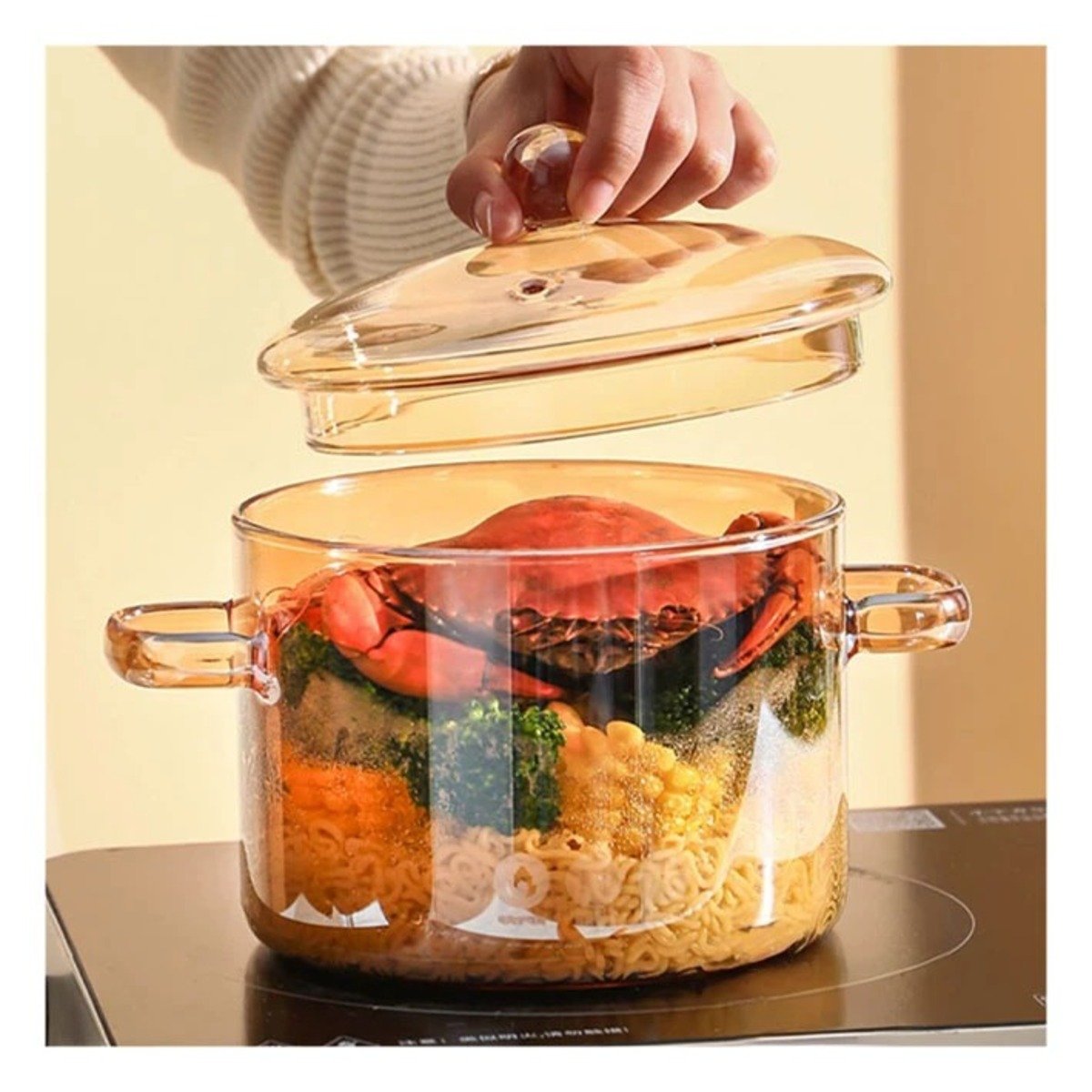 PACK6 MARMITA PARA COCINA DIARIA Y PLATOS CASEROS TRANSPARENTE 1500 ML Y+REGALO STICKER - 5
