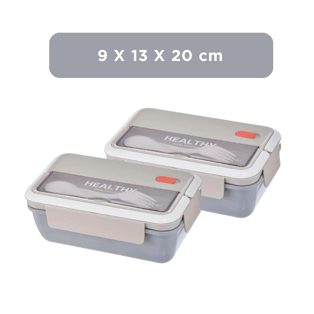 PACK4 CONSERVADOR SEGURO PARA COMIDA Y ALMACENAJE 1100ML Y CUBIERTOS PLOMO - 4
