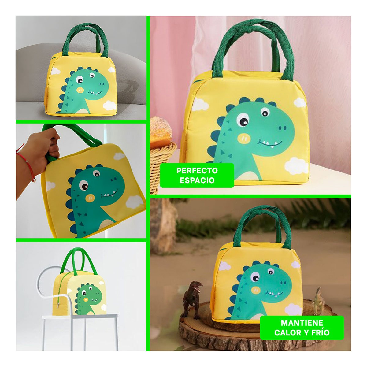 PACK6 RECIPIENTE ALIMENTICIO TERMICO FACIL DE ABRIR Y CERRAR DINOSAURIO AMARILLO Y+PAPEL REGALO - 3