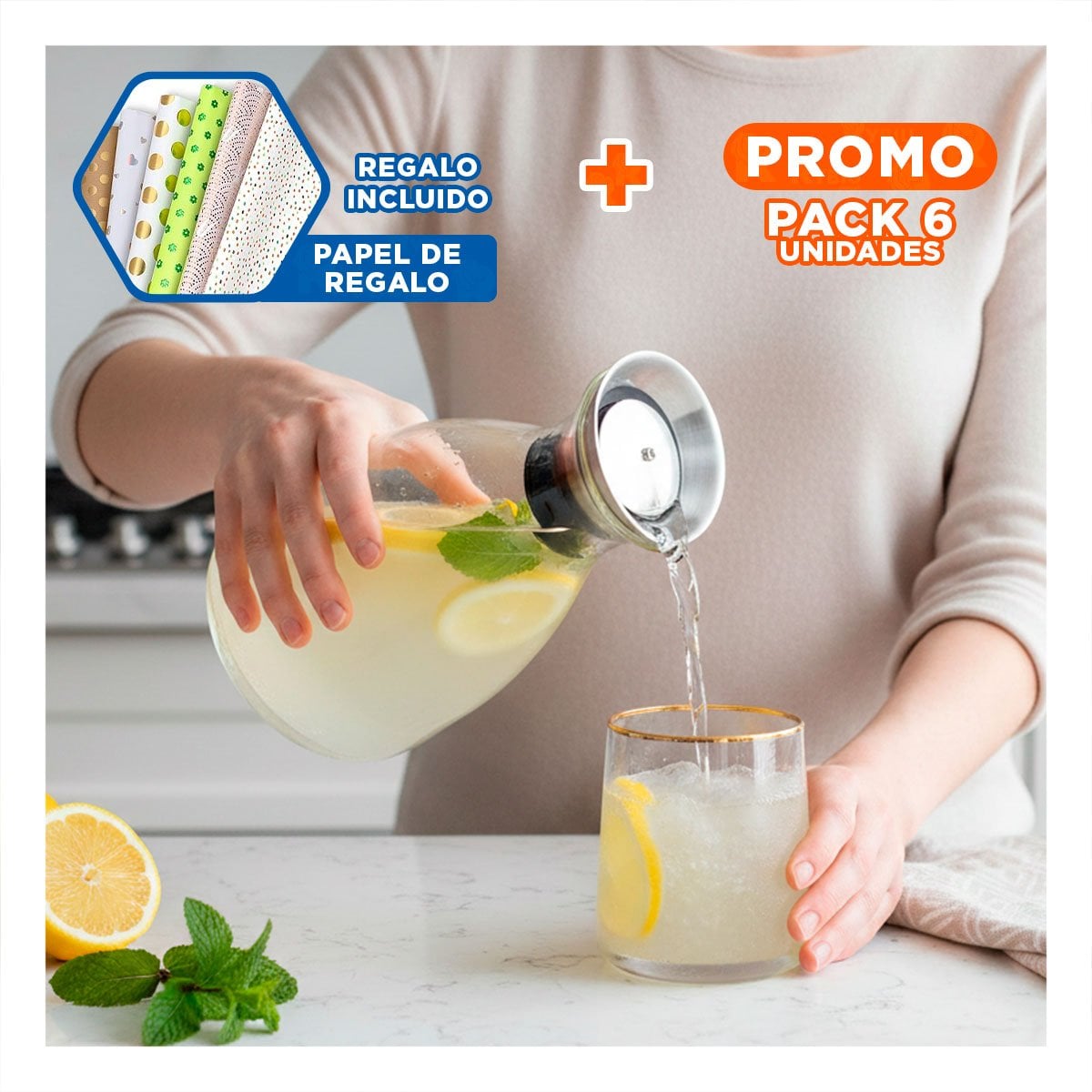 PACK6 ARTICULO PARA ACOMPAÑAR PLATOS FAMILIARES TRANSPARENTE 1600 ML Y+PAPEL REGALO - 1