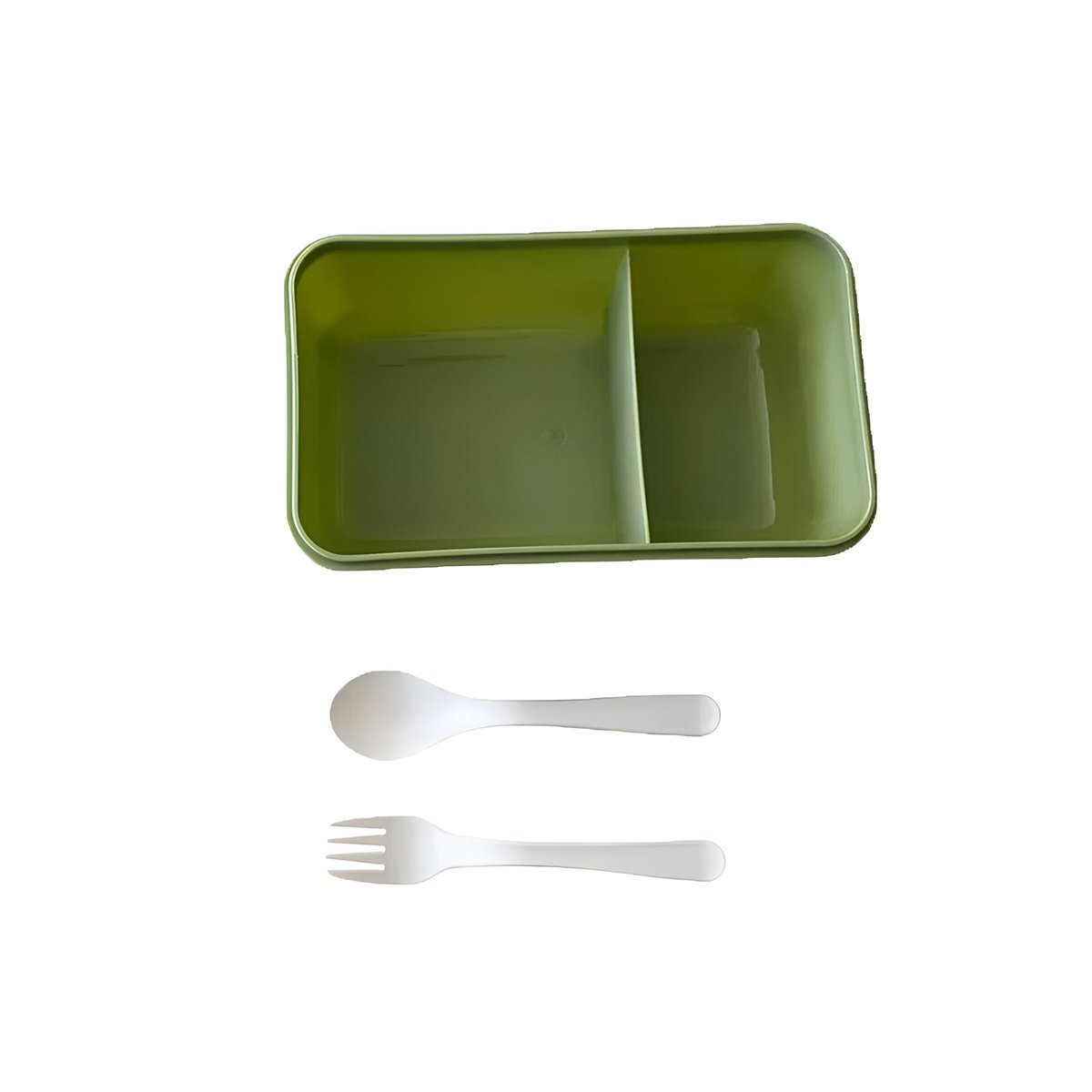 ENVASE RECTANGULAR CON CUBIERTOS PARA MERIENDAS CREATIVAS 1100ML VERDE Y+LIGAS REGALO - 3