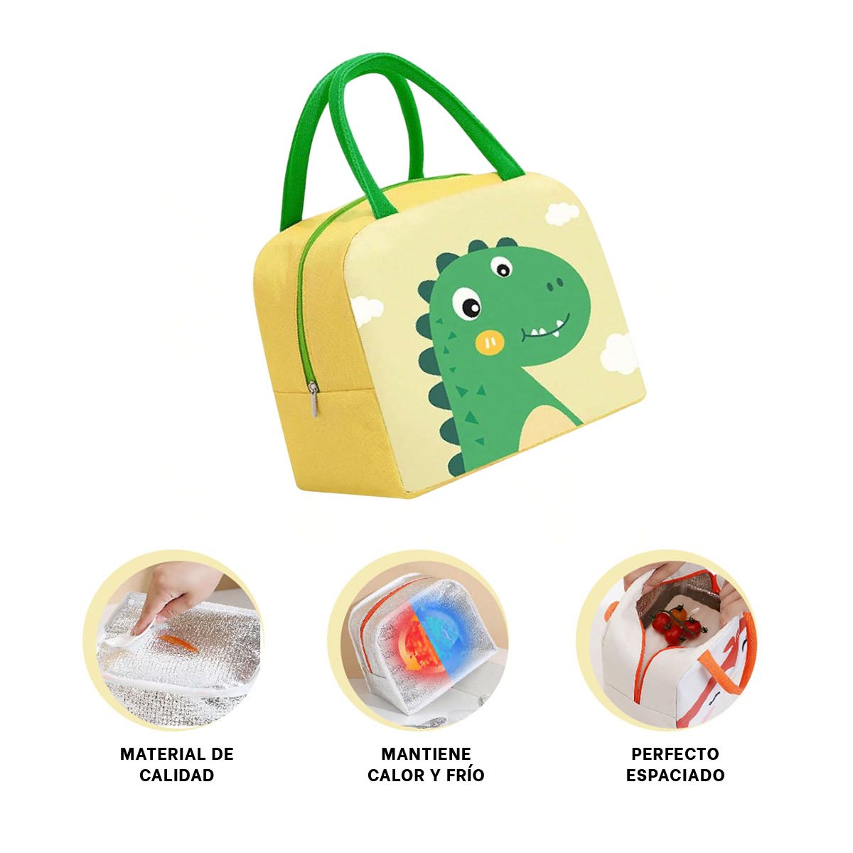 CONTENEDOR DE COMIDA TERMICO CON VARIOS COMPARTIMENTOS DINOSAURIO AMARILLO - 3