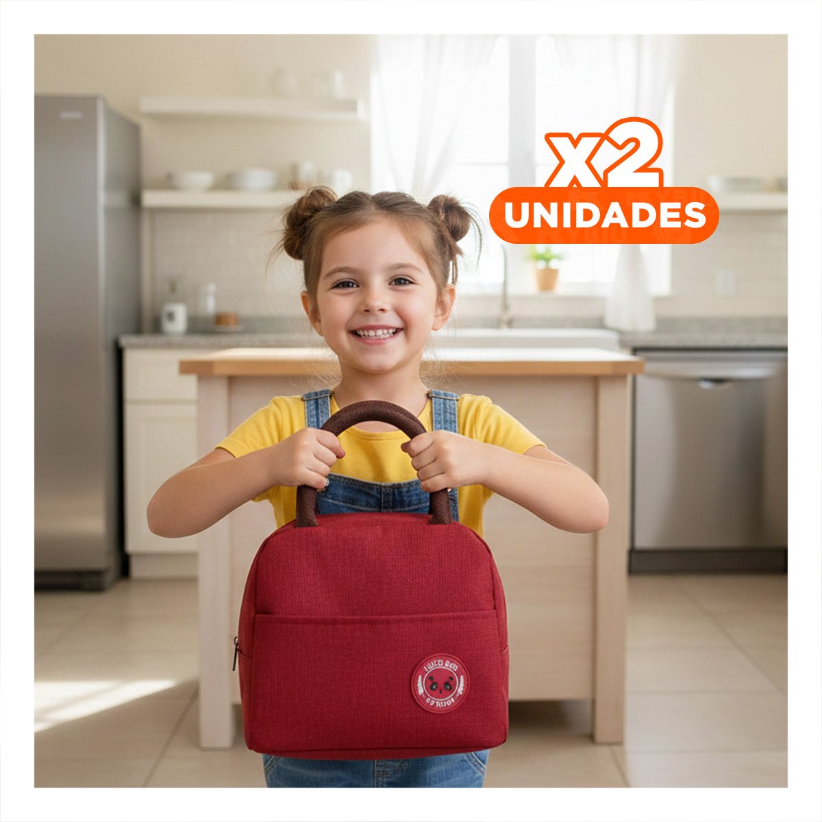 PACK2 LUNCH BOX TERMICA Y BOLSILLO EXTERIOR LIGERA Y RESISTENTE GUINDA Y+REGALO STICKER - 1
