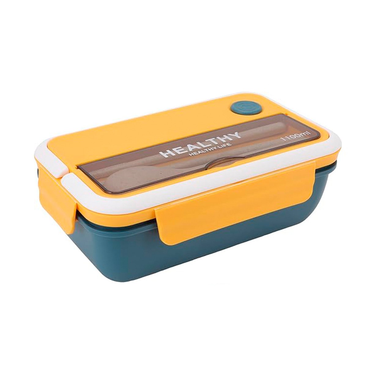 PACK6 POTE CON CUBIERTOS PARA GUARDAR SNACKS 1100ML AMARILLO Y AZUL Y+REGALO STICKER - 2