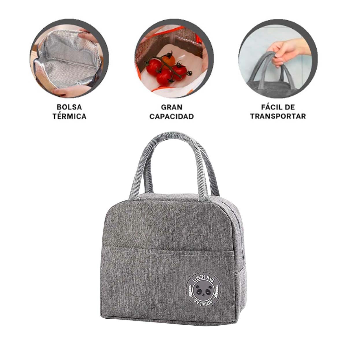 CONTENEDOR DE COMIDA Y BOLSILLO EXTERIOR PRACTICO PARA USO DIARIO PLOMO - 3