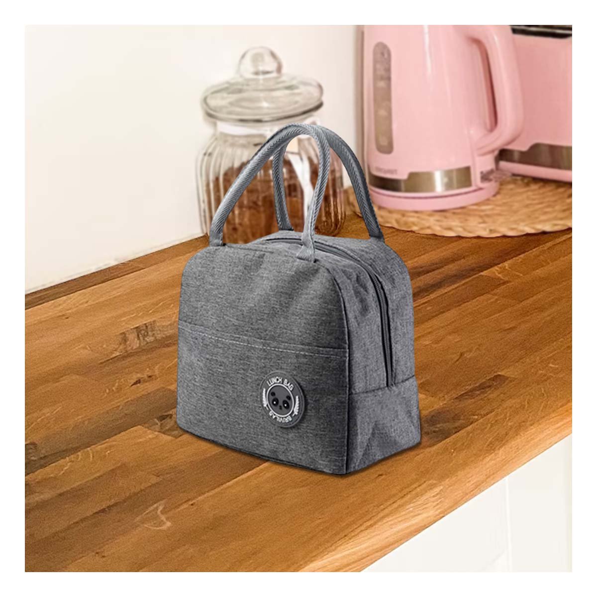 PACK4 LUNCH BOX Y BOLSILLO EXTERIOR AMPLIA PARA ALIMENTOS PLOMO Y+REGALO STICKER - 3