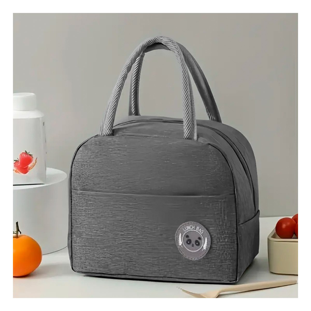 PACK4 LUNCH BOX Y BOLSILLO EXTERIOR AMPLIA PARA ALIMENTOS PLOMO Y+REGALO STICKER - 5