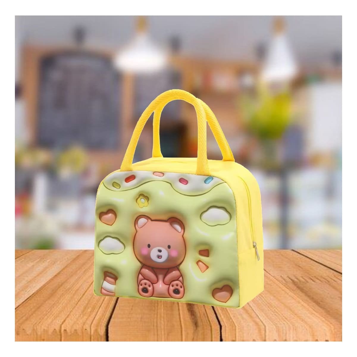 PACK6 LUNCH BOX KAWAII OSO COMODA PARA MOVILIDAD AMARILLO - 2