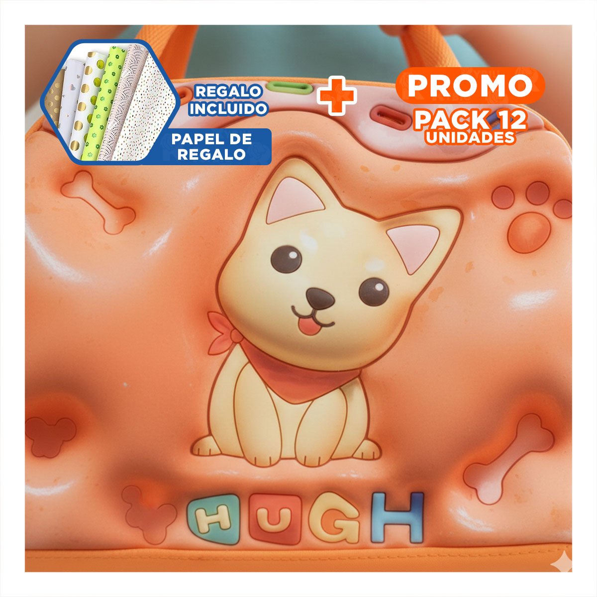 PACK12 RECIPIENTE ALIMENTICIO COMPACTO Y SEGURO NARANJA Y+PAPEL REGALO - 1