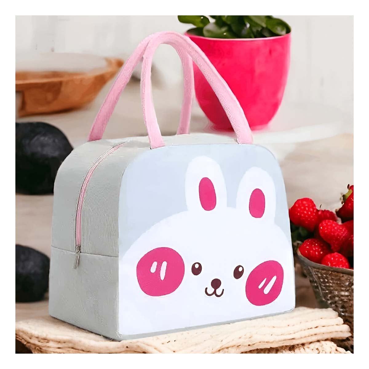 PACK2 LUNCH BOX TERMICA FACIL DE TRANSPORTAR Y GUARDAR CONEJO PLOMO CLARO Y+PAPEL REGALO - 2