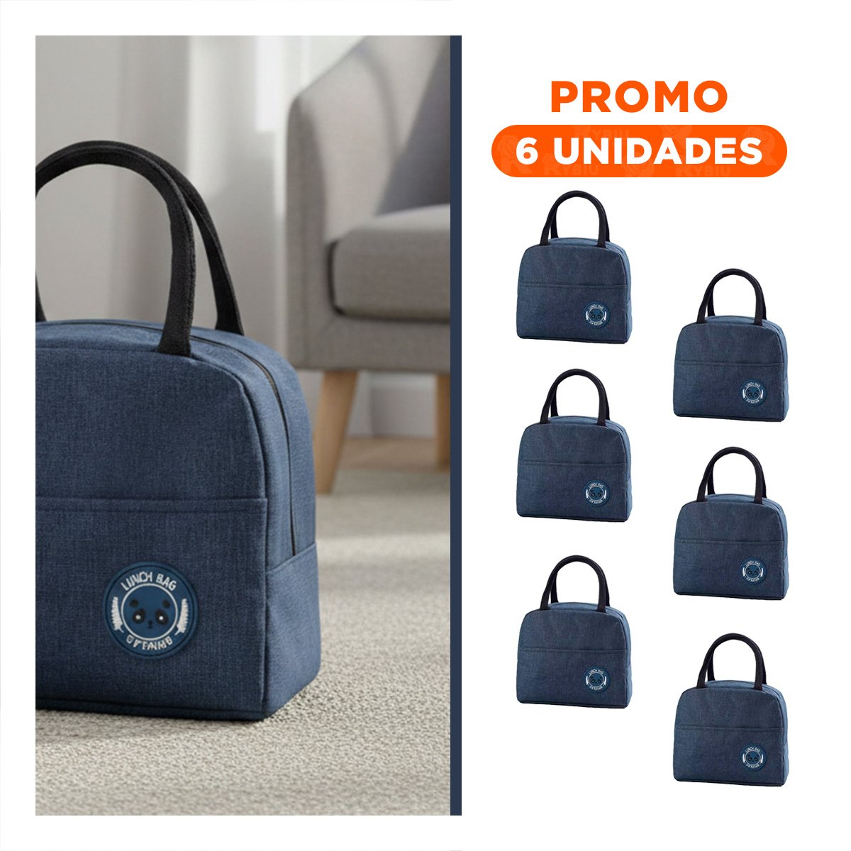 PACK6 MOCHILA TERMICA DE USO COTIDIANO CON ETIQUETA OSO AZUL MARINO - 1