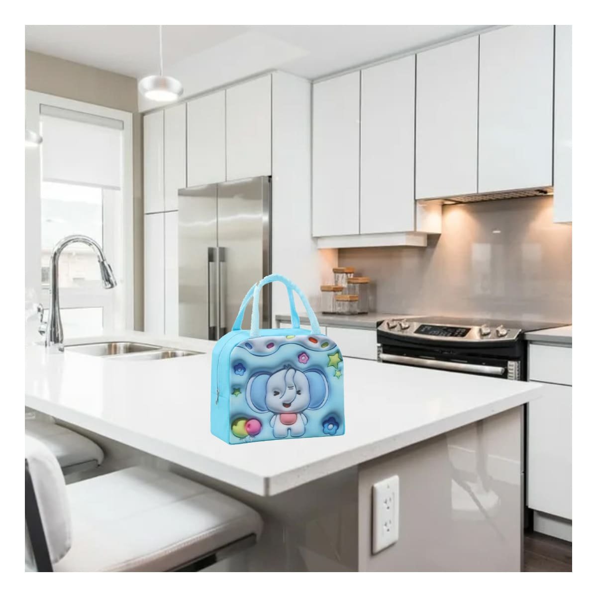 PACK12 ORGANIZADOR TERMICO PRACTICO PARA ALIMENTOS CASEROS CELESTE Y+PAPEL REGALO - 5