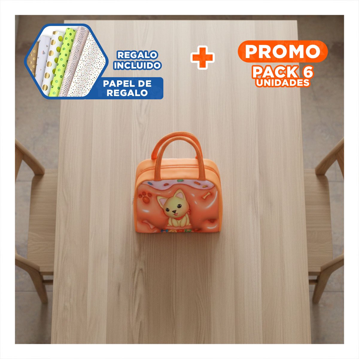 PACK6 FIAMBRERA PENSADA PARA TRANSPORTE DIARIO NARANJA Y+PAPEL REGALO - 1