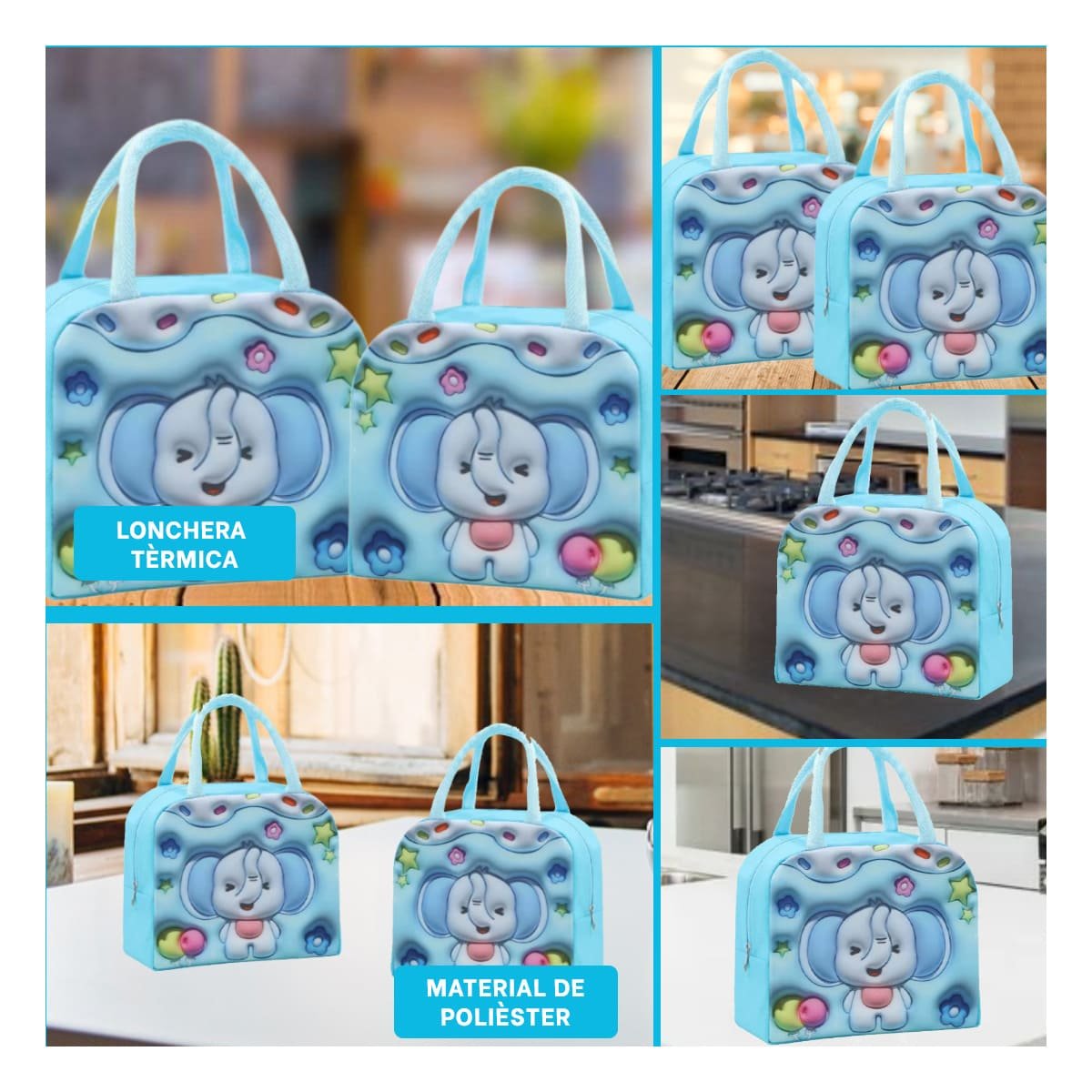 PACK6 LUNCH BOX TERMICA PRACTICA PARA SNACKS RAPIDOS CELESTE Y+PAPEL REGALO - 3