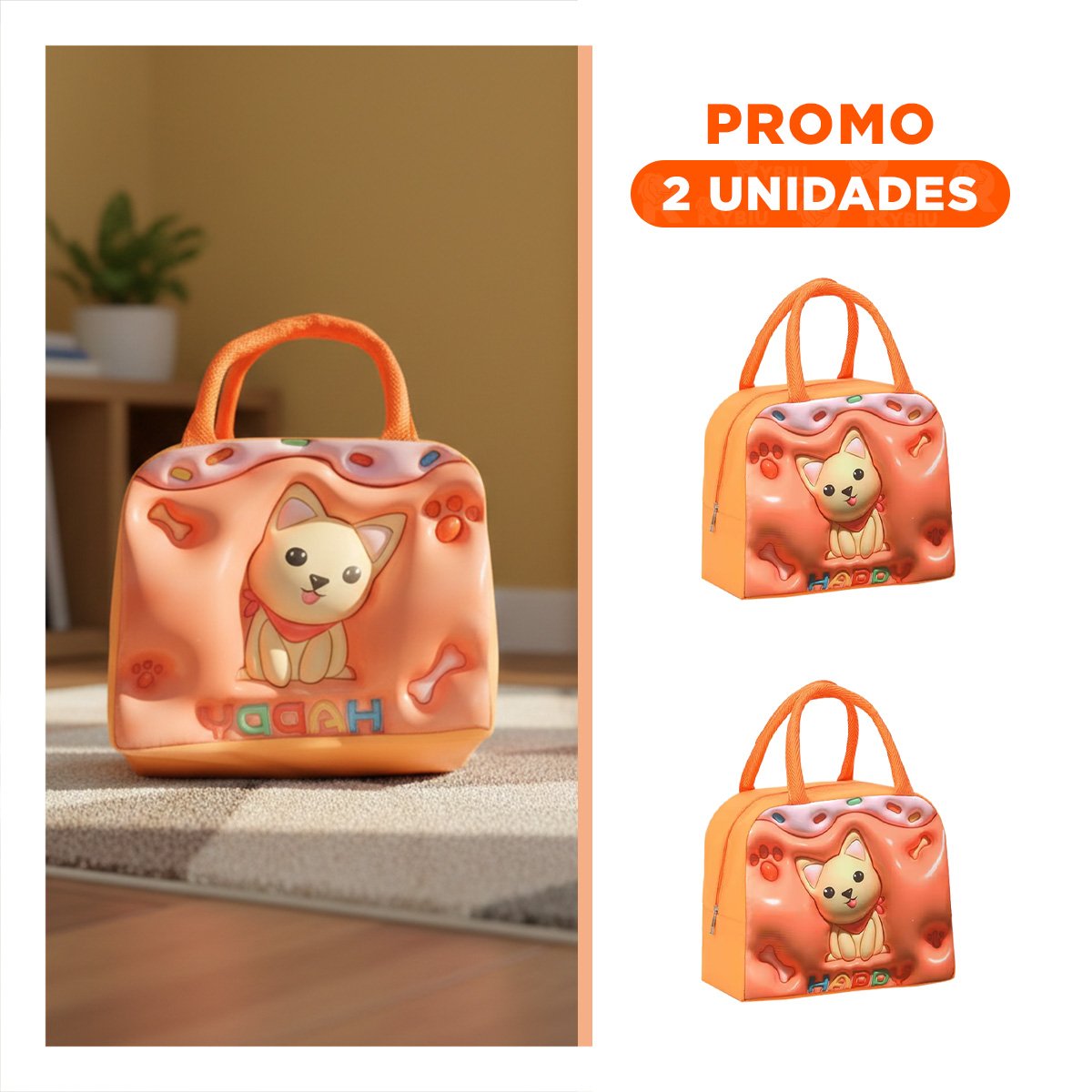 PACK2 CAJA DE ALMUERZO KAWAII PERRO PARA EL DIA NARANJA - 1