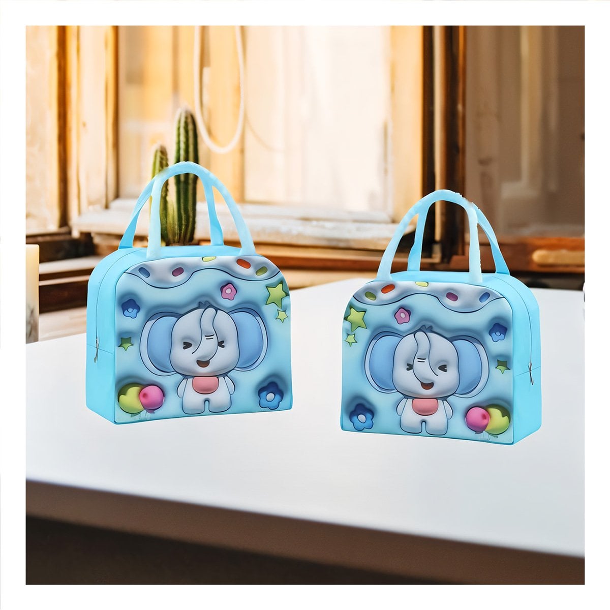 PACK6 LUNCH BOX TERMICA CON ILUSTRACION INFANTIL CELESTE - 3
