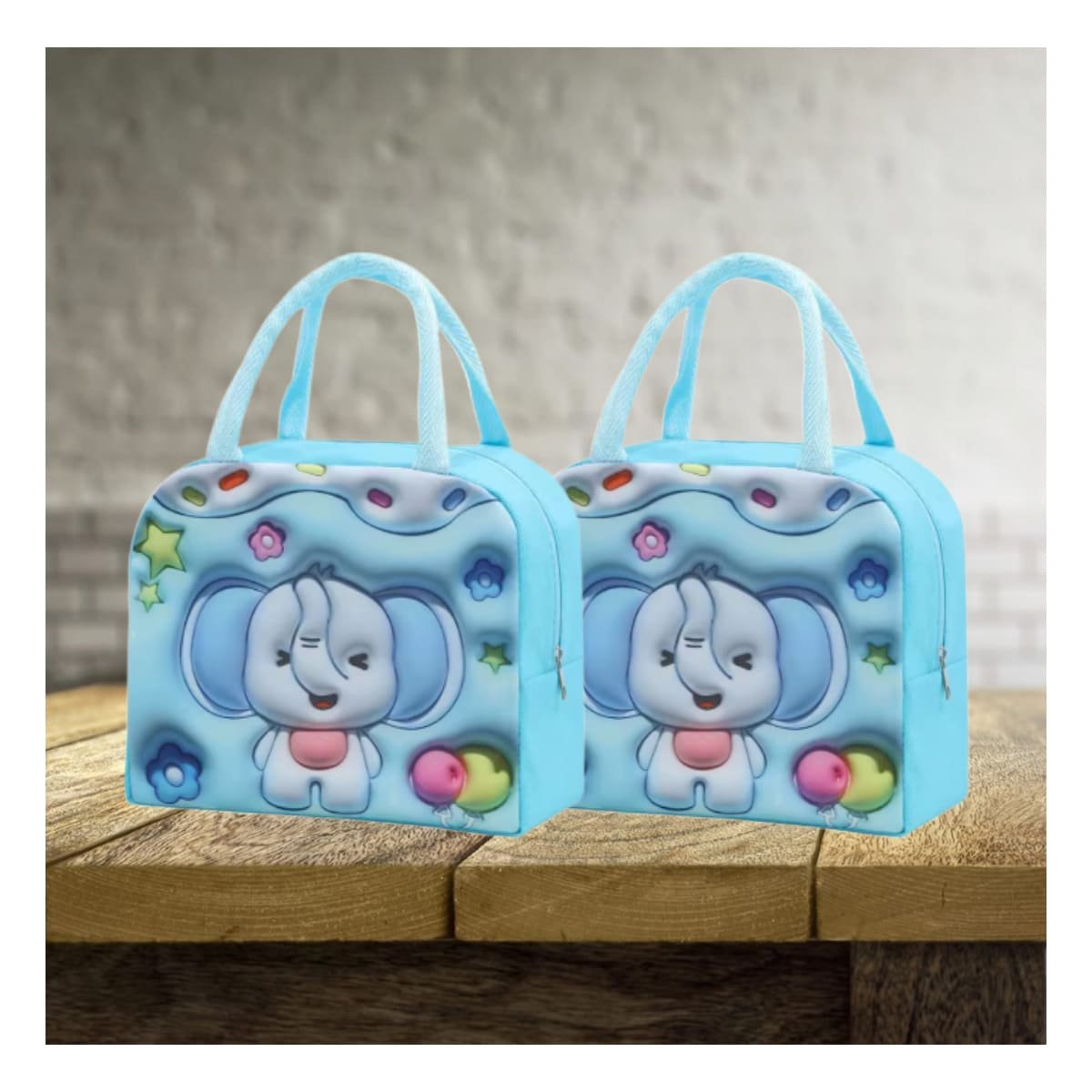 PACK6 LUNCH BOX TERMICA CON ILUSTRACION INFANTIL CELESTE - 5