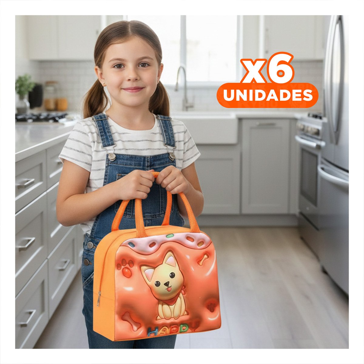 PACK6 FIAMBRERA KAWAII QUE MARCA TENDENCIA NARANJA Y+REGALO STICKER - 1