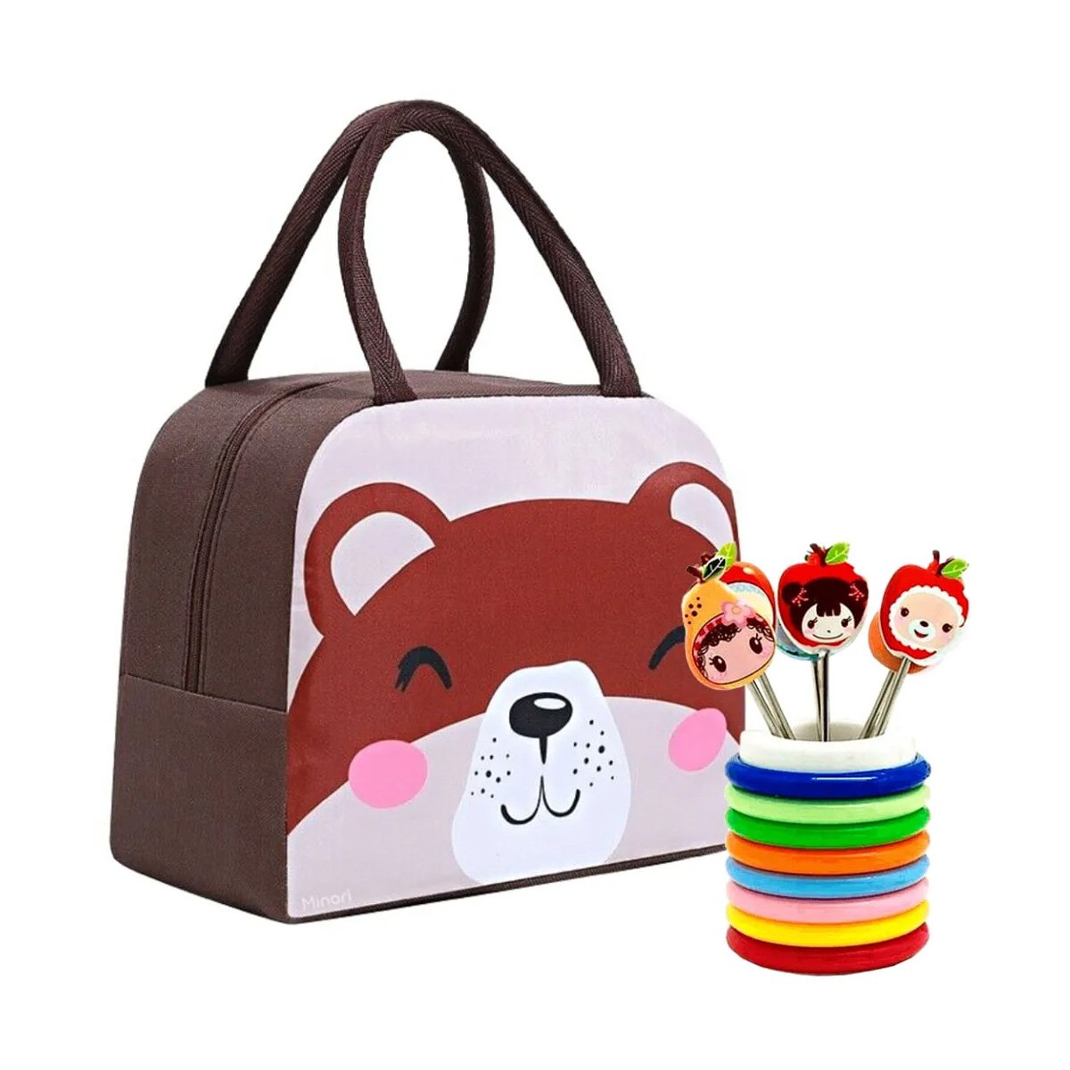 PACK12 ENVASE TERMICO PARA LLEVAR SNACKS Y BEBIDAS OSO MARRON Y+REGALO STICKER - 2