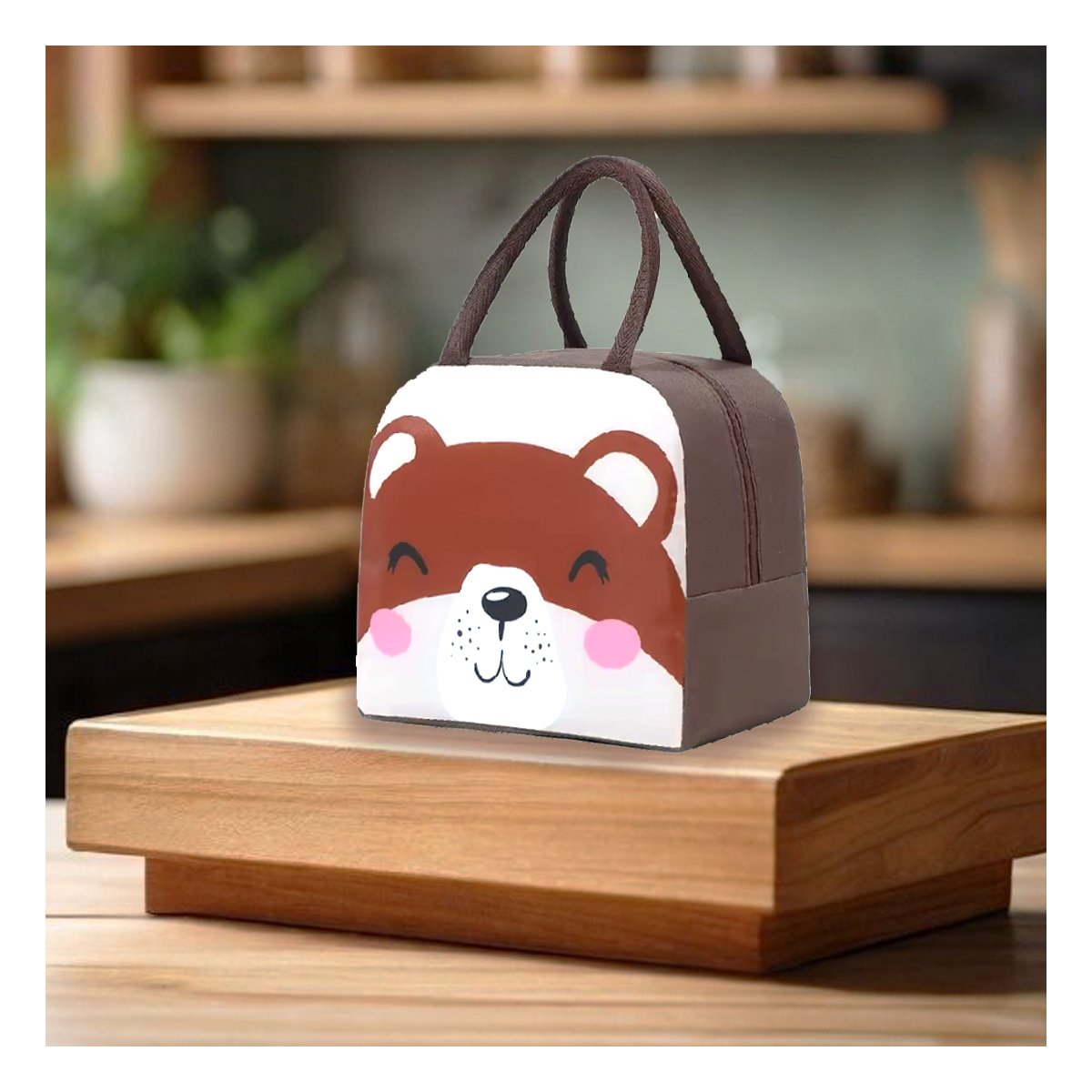 FIAMBRERA TERMICA PARA NIÑOS Y ADULTOS CON ASA OSO MARRON Y+PAPEL REGALO - 2