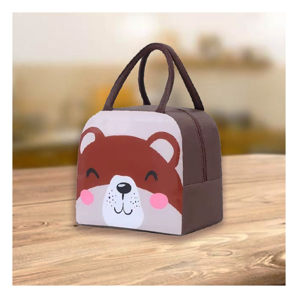 FIAMBRERA TERMICA PARA NIÑOS Y ADULTOS CON ASA OSO MARRON Y+PAPEL REGALO - 3