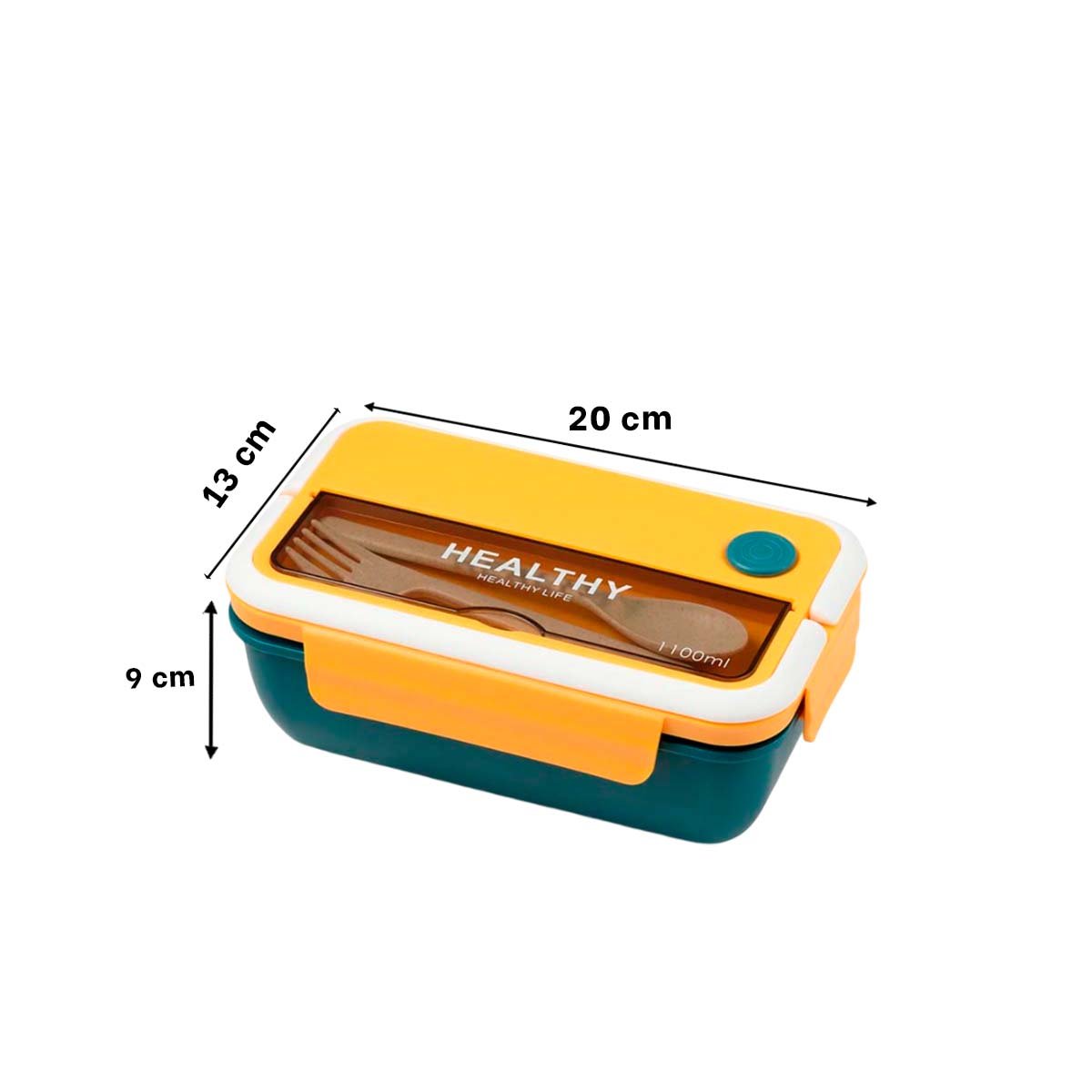 ENVASE CON CUBIERTOS PARA SNACKS SALUDABLES Y MERIENDAS 1100ML AMARILLO Y AZUL Y+LIGAS REGALO - 4